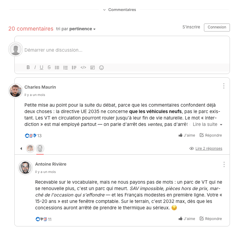 Le widget GraphComment côté lecteurs : fil de discussion, votes, réponses